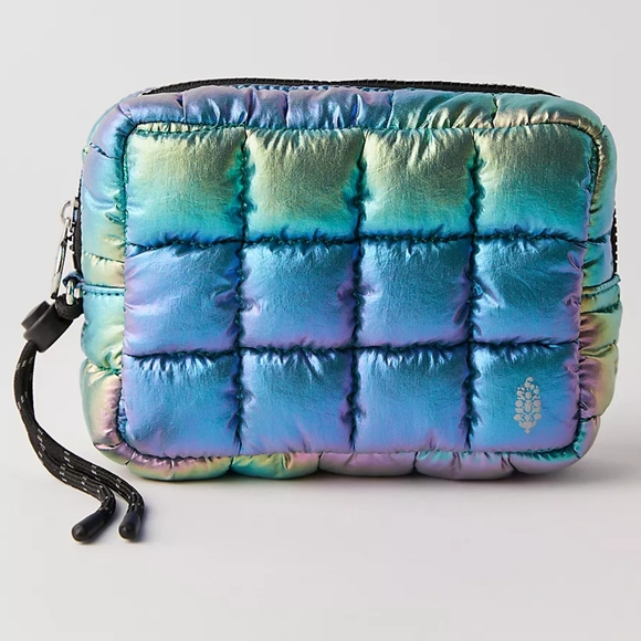 Limited Edition Nebula Blue Iridescent Quilted Case Bag Free People FP Movement - Picture 2 of 11
